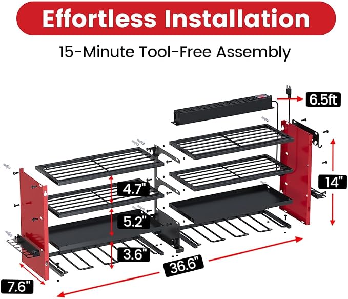 4 Layers Power Tool Organizer Wall Mount - Image 11