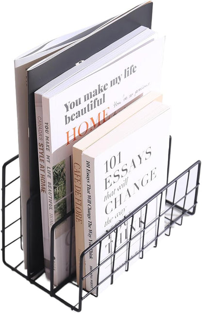 File Folder Organizer for Desktop, 3 Section Metal Vertical magazine Stand - Image 9