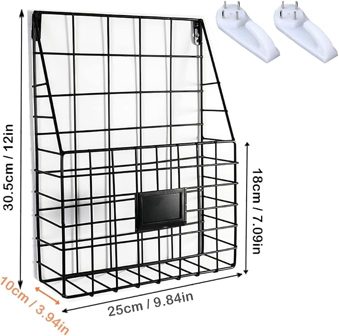 Hanging Wall File Rack 1Pack Office Hanging Magazine Rack Metal Mail Organizer - Image 2