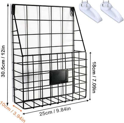 Hanging Wall File Rack 1Pack Office Hanging Magazine Rack Metal Mail Organizer - Image 2