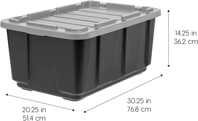 IRIS USA 27 Gallon Heavy Duty Truck Bed Toolbox Storage Tote Bins - Image 2