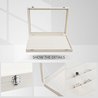 Wudygirl Ring Display with Clear Lid Organizer and Showcase Rings Box with 7 - Image 5