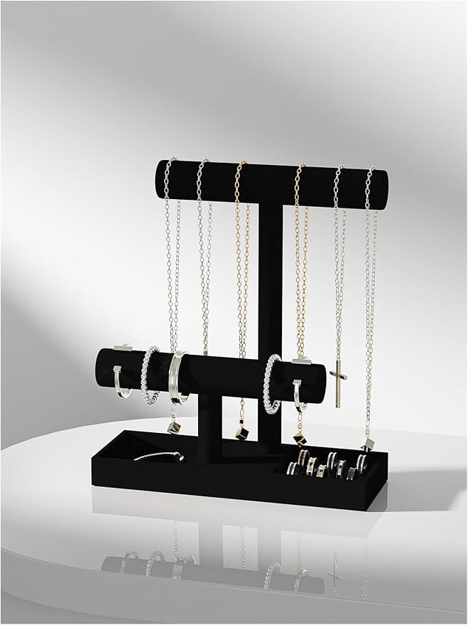 Bracelet and Necklace Holder, Velvet Jewelry Necklace Display Organizer Stand by Ausalivan