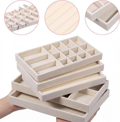 10 Pack Velvet Jewelry Trays – Stackable Drawer Organizer Inserts, Earrings & - Image 3