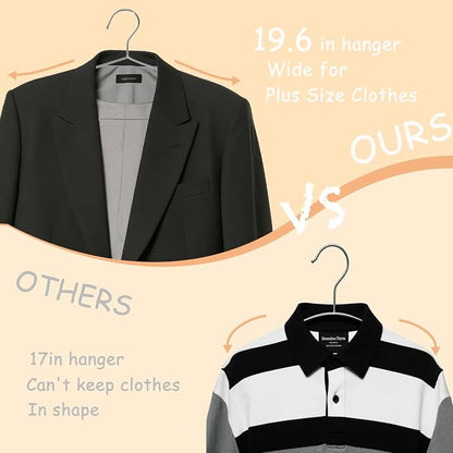 Extra Wide Wire Hangers for Plus Size Clothes, 19.6 Inch Stainless Steel Plus - Image 3