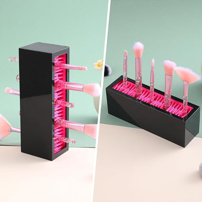 4 Pcs Makeup Brushes Holder Organizer, Silicone Vanity Air Drying Rack Display - Image 6