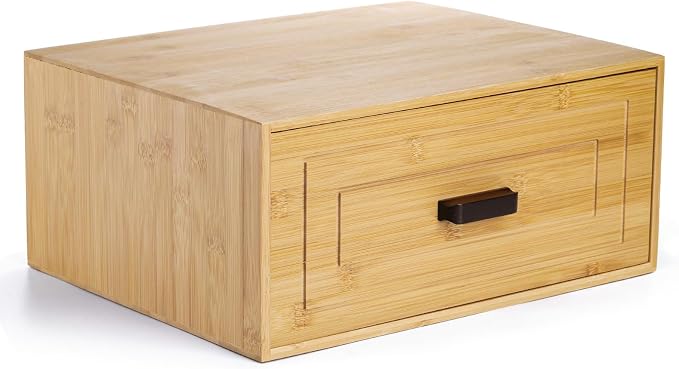 Kingrol Bamboo Storage Drawer, Stackable Single Drawer Organizer by Kingrol