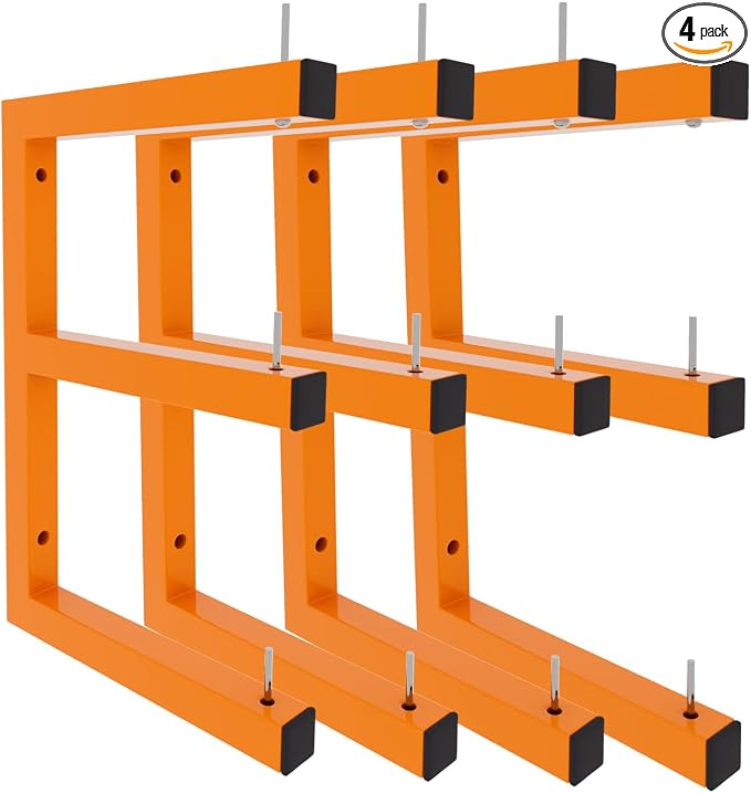 4 Pack Wall-Mounted Lumber Rack, Heavy Duty Wood Storage Racks, 6-Level System by Cyhwealth