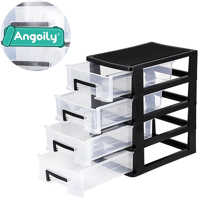 Angoily 4 Drawer Desk Organizer, Plastic Home Office Storage Organizer - Image 4