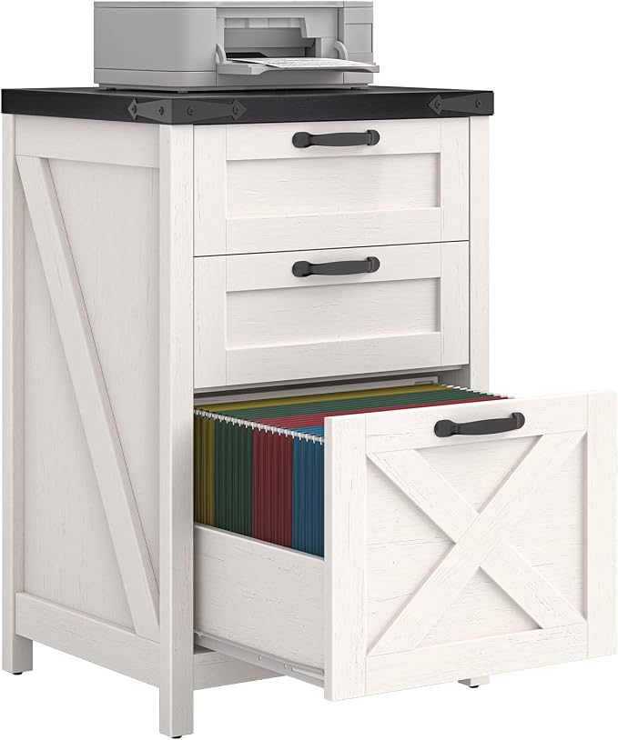 Farmhouse File Cabinet with 3 Drawers by Halitaa