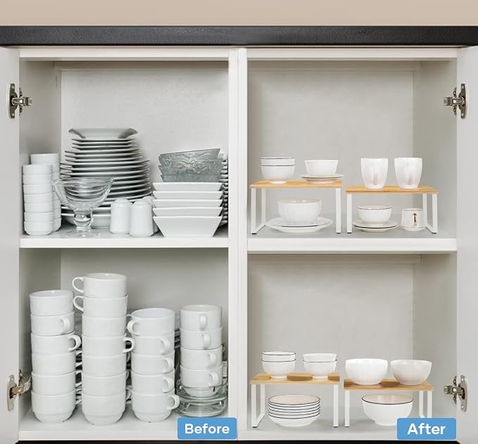 NEX Kitchen Cabinet and Counter Shelf Organizer, Stackable & Expandable - Image 4