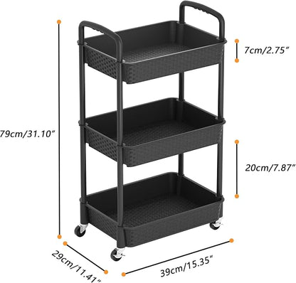 MOYIPIN 3-Tier Plastic Rolling Utility Cart - Image 2