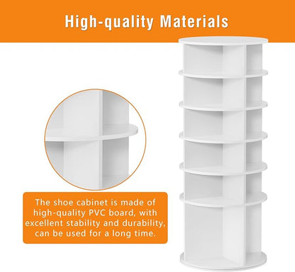 6 Tier Rotating Shoe Rack Tower Shelf, Spinning Shoe Display Lazy Susan - Image 4