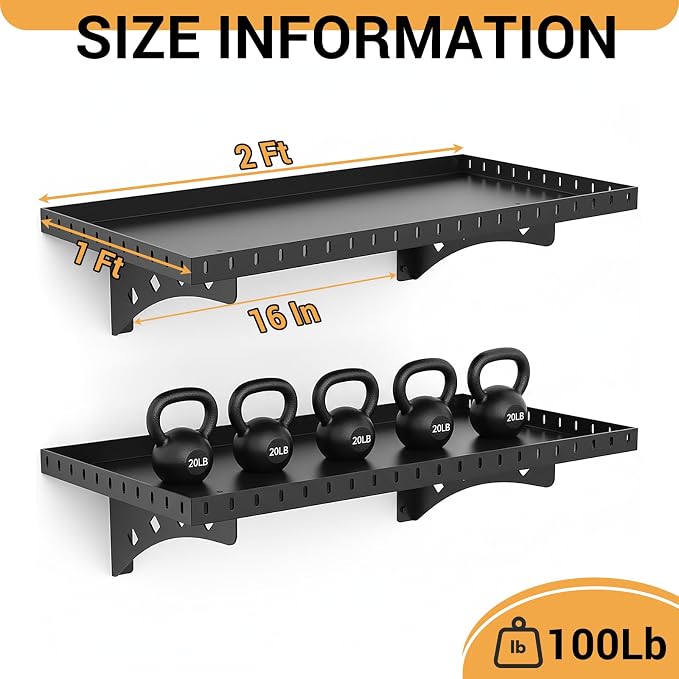 2 Pack Garage Wall Shelf, 1X2 Ft Heavy Duty Shelving, - Image 3