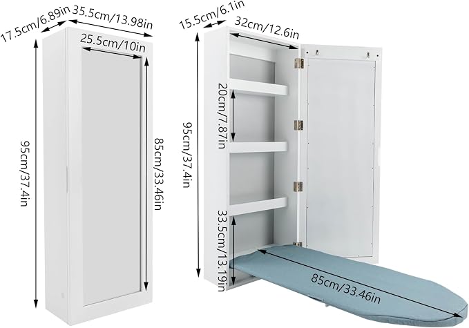 Wall Mounted Ironing Board Cabinet, Built-in Foldable Ironing Board, Wall - Image 3