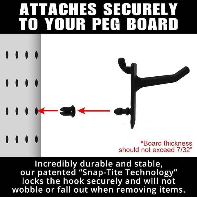 PegPro® 1" Hooks Kit for Standard “Wood Fiber” pegboard – Durable Plastic - Image 3
