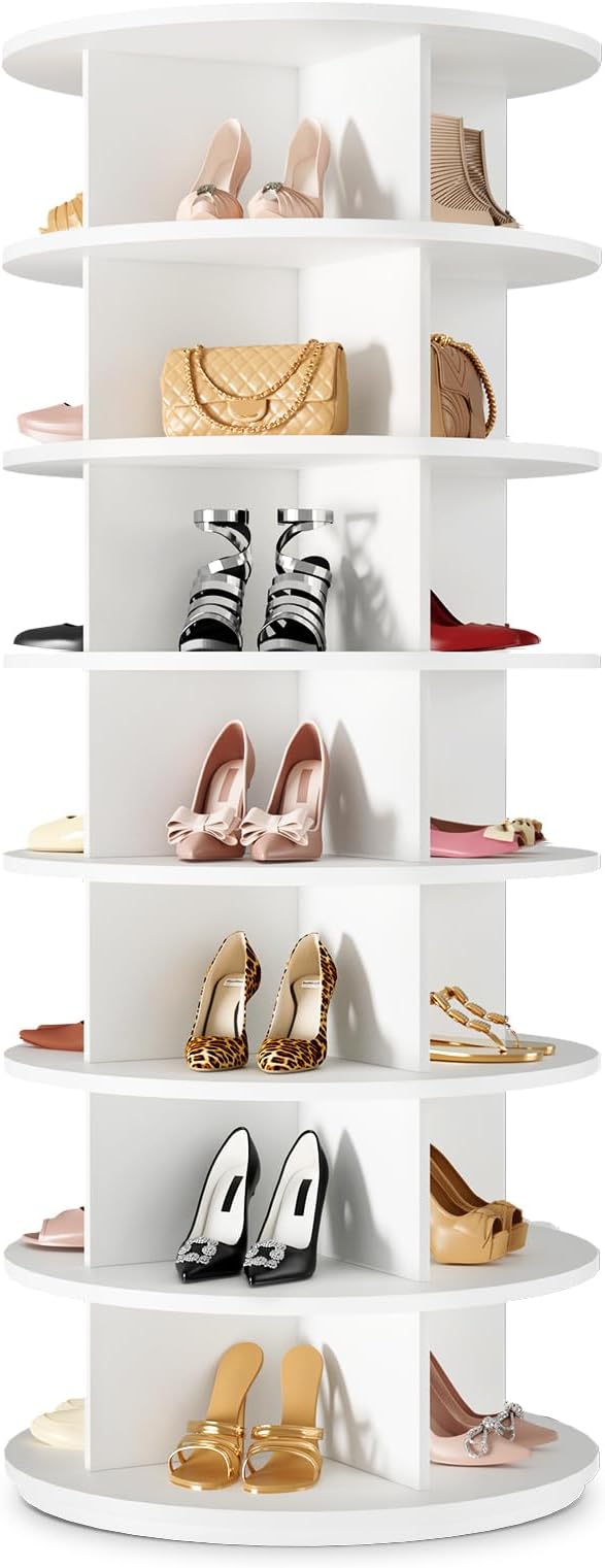 Rotating Shoe Rack 7 Tier Spinning Shoes Organizer Tower - Image 9