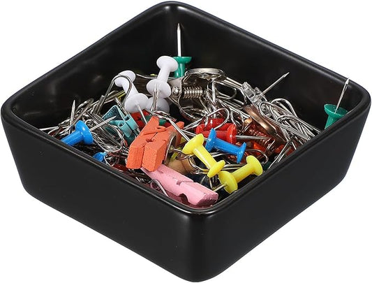 PATIKIL Square Paper Clip Holders, Ceramic Bowl Dish Clip Dispenser Organizer by PATIKIL