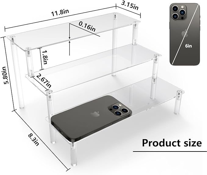 Acrylic Riser Clear Display Stand Cologne Organizer Acrylic Shelves 3 Tier Shelf - Image 3