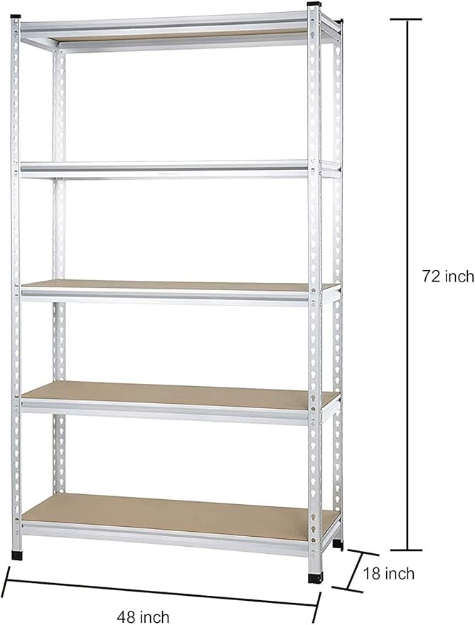 Amazon Basics 5-Tier Medium Duty Garage Shelving Unit, Sturdy Adjustable - Image 2