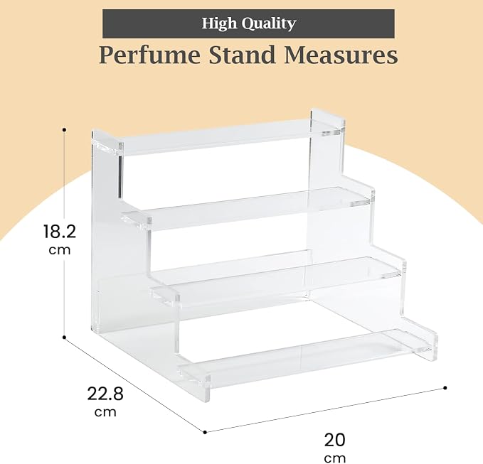 4-Tier Acrylic Display Riser Stand – 22.8x20x18.2cm Clear Perfume Stand - Image 4
