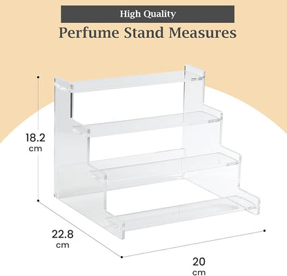 4-Tier Acrylic Display Riser Stand – 22.8x20x18.2cm Clear Perfume Stand - Image 4