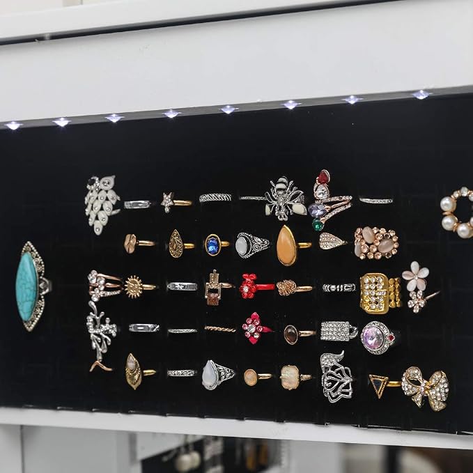 8 LEDs Mirror Jewelry Armoire, Wall Mounted Jewelry Cabinet - Image 9