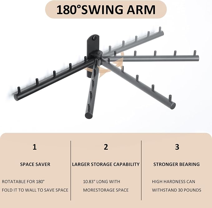Mooche Swing Clothes Hanger Rack, Garment Racks Folding Clothes Bar Wall Mounted - Image 3