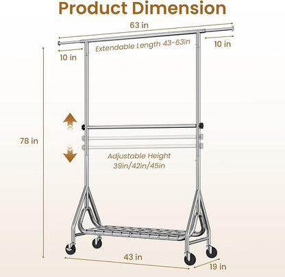 Double Rods Clothing Rack, Heavy Duty Clothes Rack - Image 7