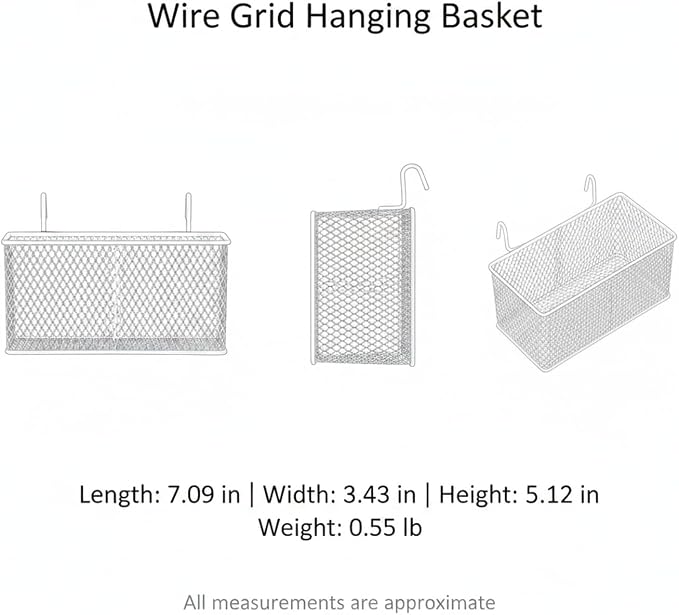 Wire Grid Hanging Basket, Iron Wall Mount Organizer - Image 7