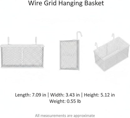 Wire Grid Hanging Basket, Iron Wall Mount Organizer - Image 7