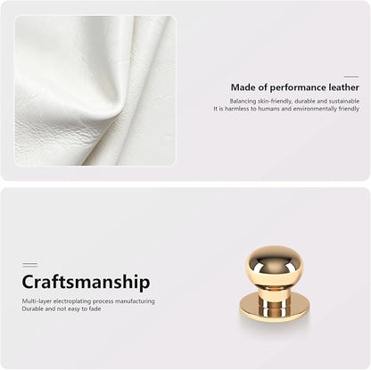 Office Accessories, Begie White Vegan Leather Office Supplies - Image 3