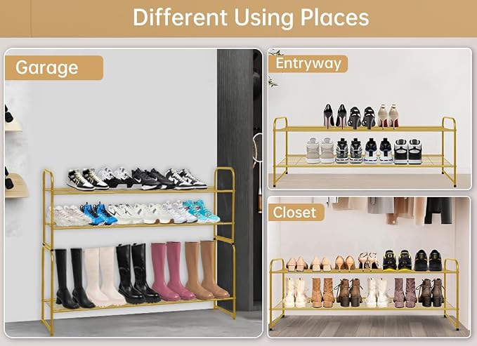 KEETDY 2-Tier Long Shoe Rack for Closet Metal Shoe Organizer for Entryway - Image 7