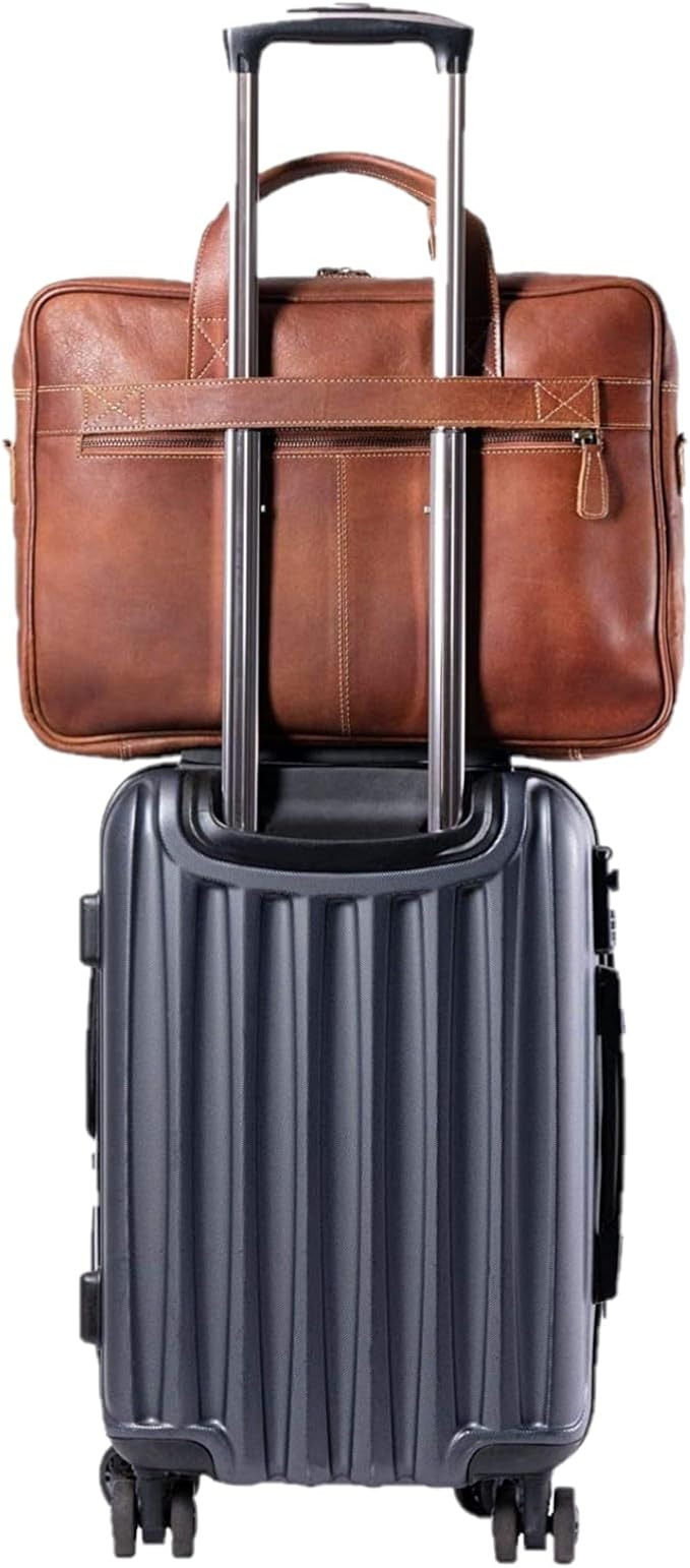 Leather briefcase 18 Inch Laptop Messenger Bags - Image 4