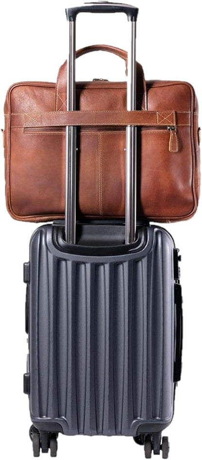 Leather briefcase 18 Inch Laptop Messenger Bags - Image 4