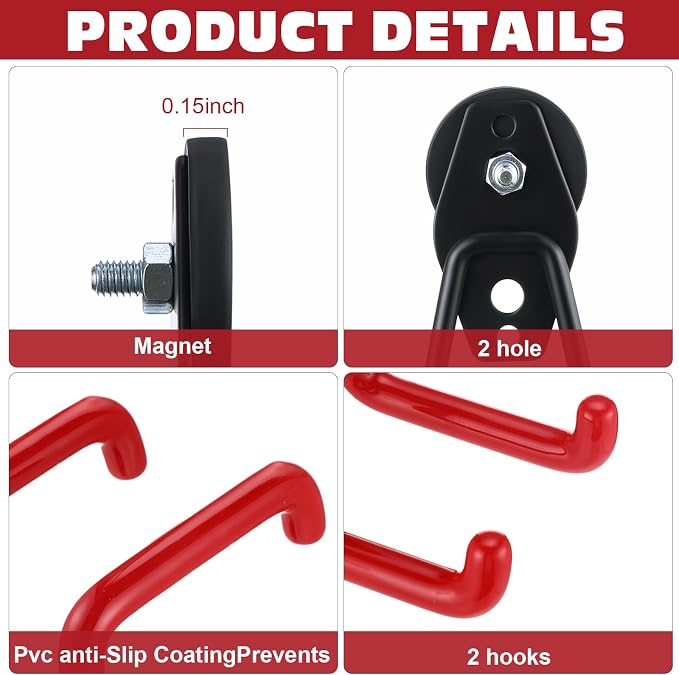 Landhoow Large Magnetic Hooks Heavy Duty Garage Magnet Hooks Strong Storage - Image 3