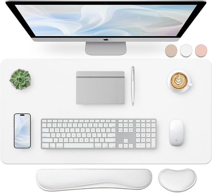 Bloss Leather Desk Pad and Keyboard Wrist Rest, Large Mouse Pad + Keyboard by Bloss
