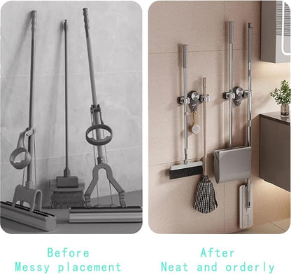Mop and Broom Holder Wall Mount, No Punching Required Broom and Mop Organizer - Image 4