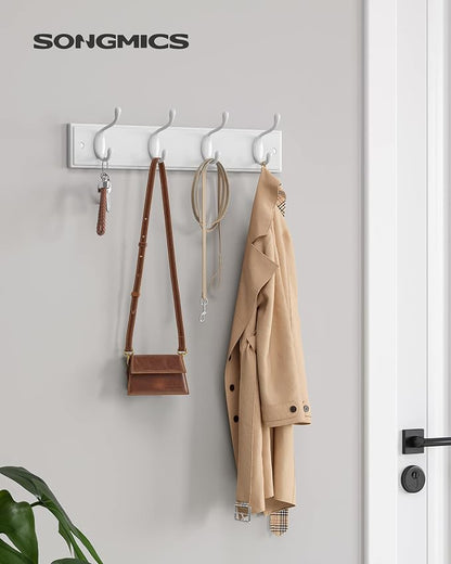 SONGMICS Set of 2 Wall-Mounted Coat Rack, Hook Rack, 8 Dual Metal Hooks - Image 2