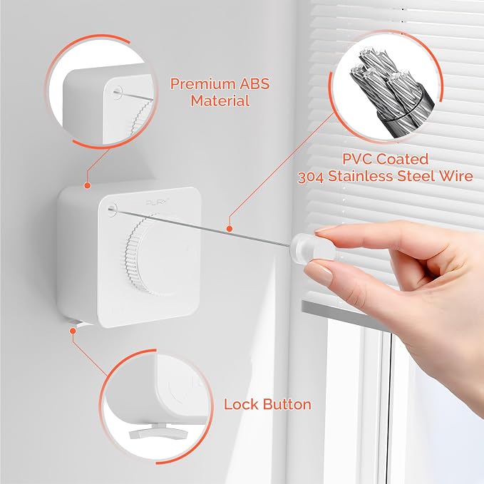 Retractable Clothesline Indoor, Non-Sagging Outdoors Clothesline Retracting - Image 5