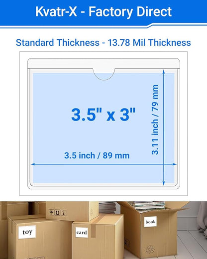 20 PCS Clear Self Adhesive Plastic Label Pockets, Top Loading Business & - Image 2