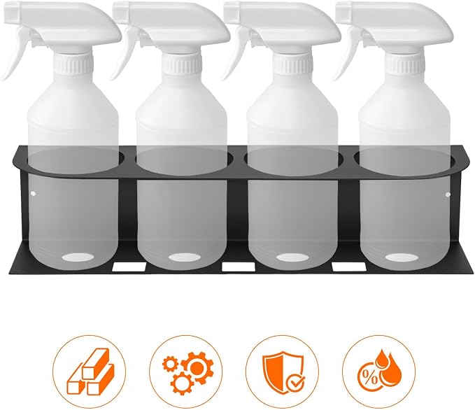 QWORK 4-Spray Bottle Holder Organizer, Wall Mount Aerosol Can Storage Rack - Image 4