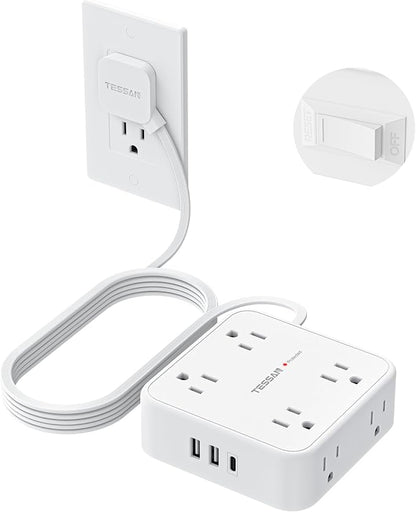 TESSAN 10 Ft Flat Plug Extension Cord by TESSAN