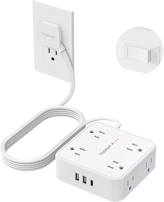 TESSAN 10 Ft Flat Plug Extension Cord by TESSAN