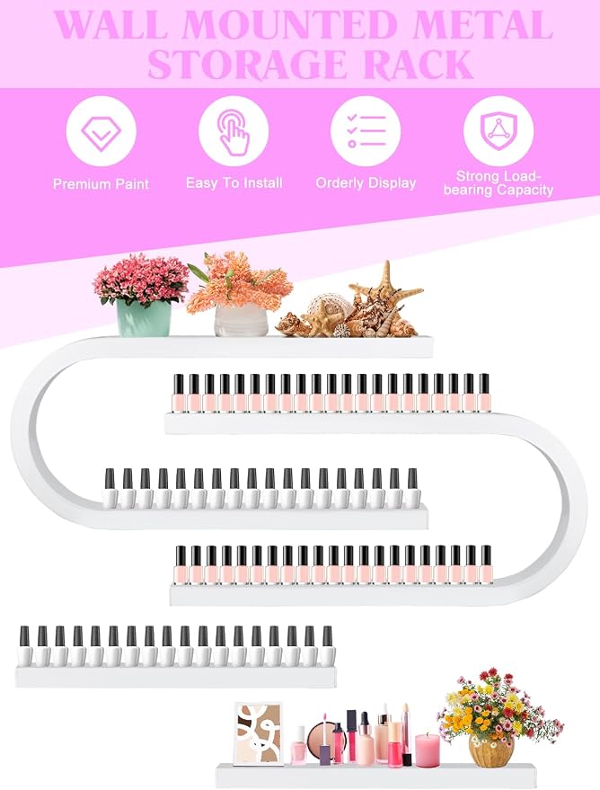 EBANKU 4PC U Shape Nail Polish Racks Heavy Duty Nail Shelfs - Image 5
