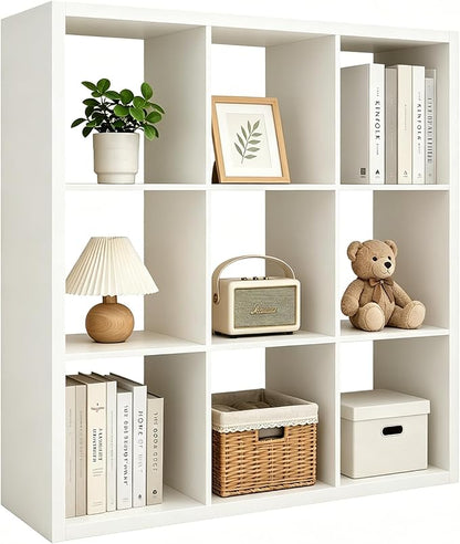 CTESNE【Wooden Thick Frame 9 Cube Storage Organizer Shelf by CTESNE