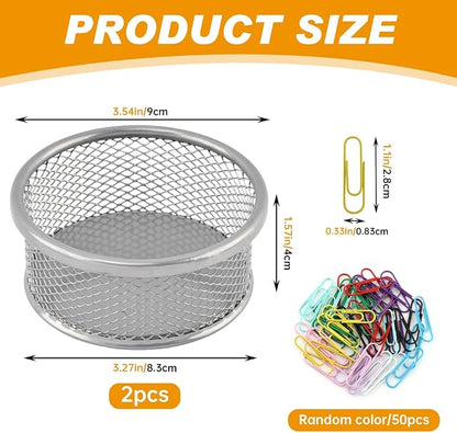 Paper Clip Holder With 50pcs Paper-Clips, Paperclip Holders, Mesh - Image 2