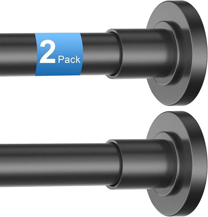 CorkLatta 2 Pack Black Shower Curtain Rod 31 to 68 Inch, 1 Inch Diameter by CorkLatta