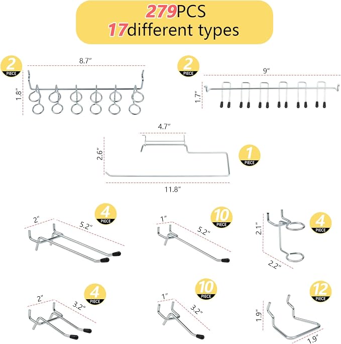 279PCS Metal Pegboard Hooks Organizer Kit - Image 2