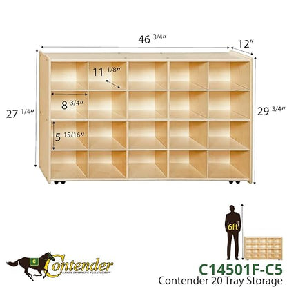 Contender C14501F-C5 20 Tray Storage w/Translucent Trays, Assembled w/Casters - Image 3